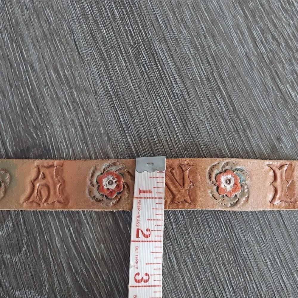 Vintage Tooled Leather Belt Customized 